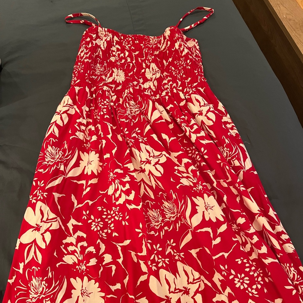 Old Navy Red and White Floral Maxi Dress